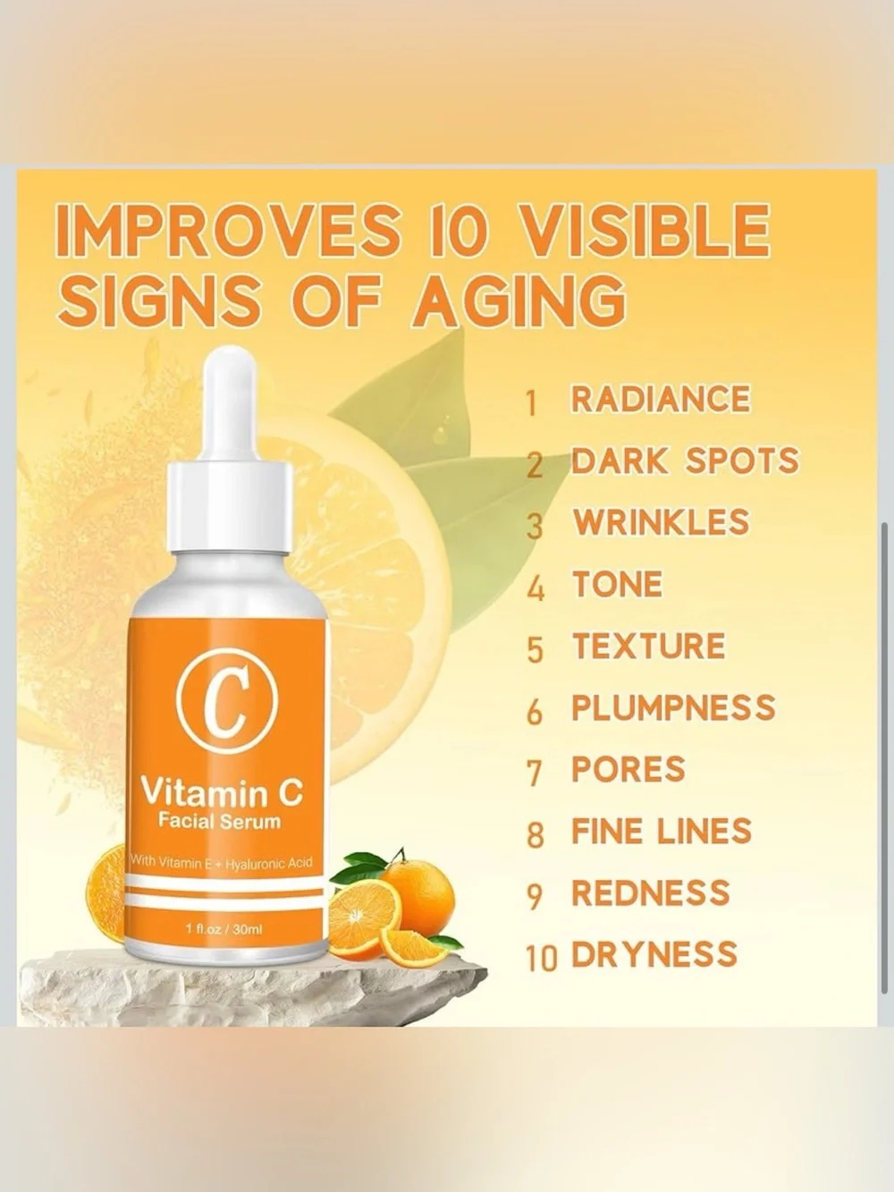 Vitamin C Facial Serum with Hyaluronic Acid - Orange